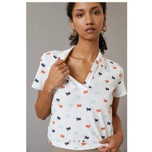 Maeve for Anthropologie embroidered bow top